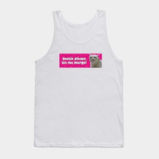 Funny Pink Bestie Please Let Me Merge Cat Meme Stickers Tank Top